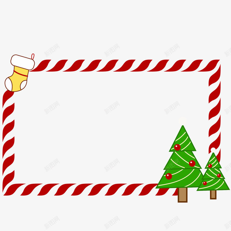 手绘圣诞节边框元素png免抠素材_新图网 https://ixintu.com 圣诞树 圣诞树边框 圣诞节 圣诞边框 手绘 装饰 边框