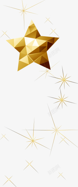 金色闪耀几何五角星素材