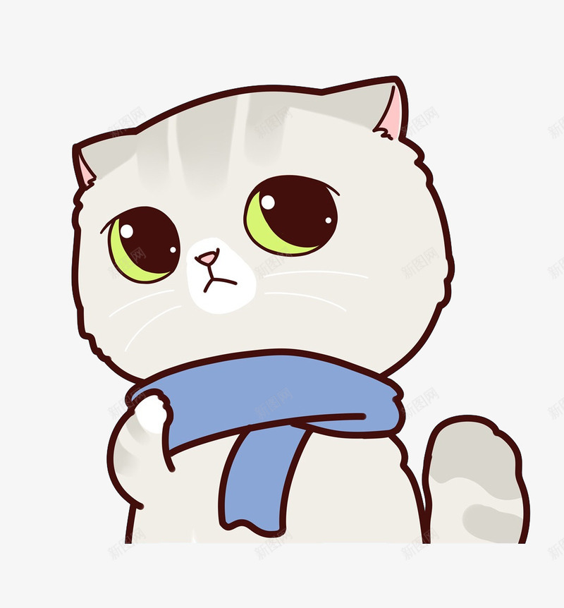 戴围巾的猫png免抠素材_新图网 https://ixintu.com 保暖 冬季 卡通 可爱的 围巾 猫咪 眼睛 胡须