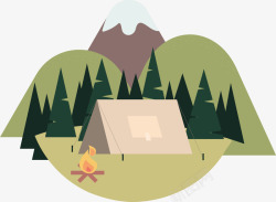 户外旅游包包免费下载卡通夏季自然户外宿营帐篷素矢量图高清图片