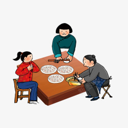 包饺子插画二十四节气卡通插画冬至高清图片