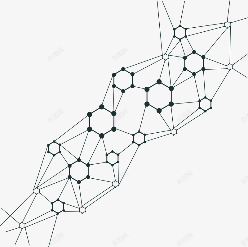 科技网络结构花纹png免抠素材_新图网 https://ixintu.com 分子结构 矢量png 科技感 科技网络 网格结构 网络结构