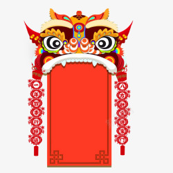 红色的狮子春节高清图片