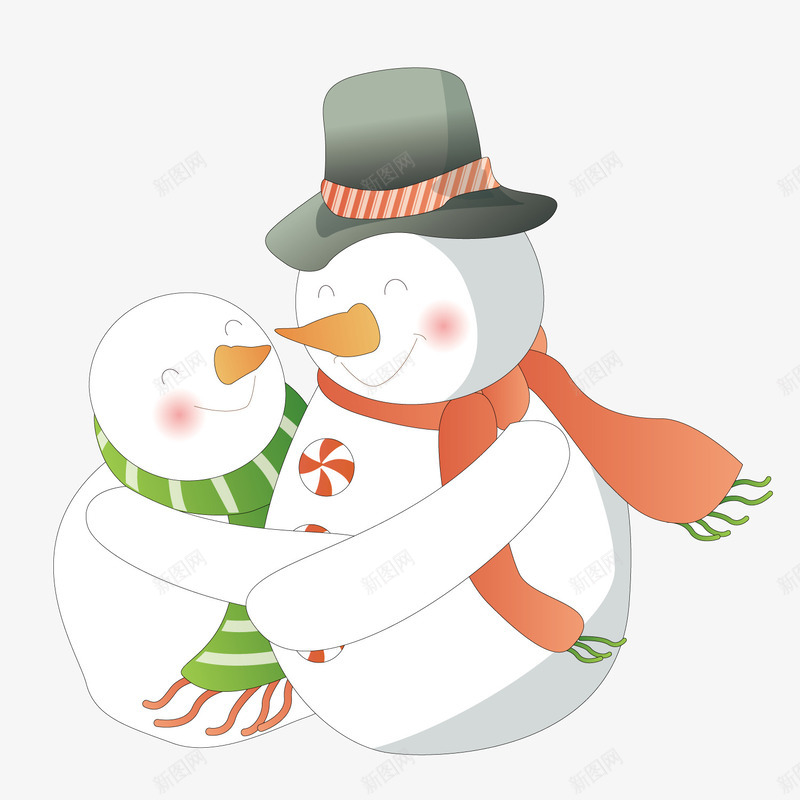 相互抱着的雪人png免抠素材_新图网 https://ixintu.com 拥抱 相互 雪人