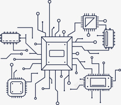 卡通电子元件卡通手绘线路图高清图片