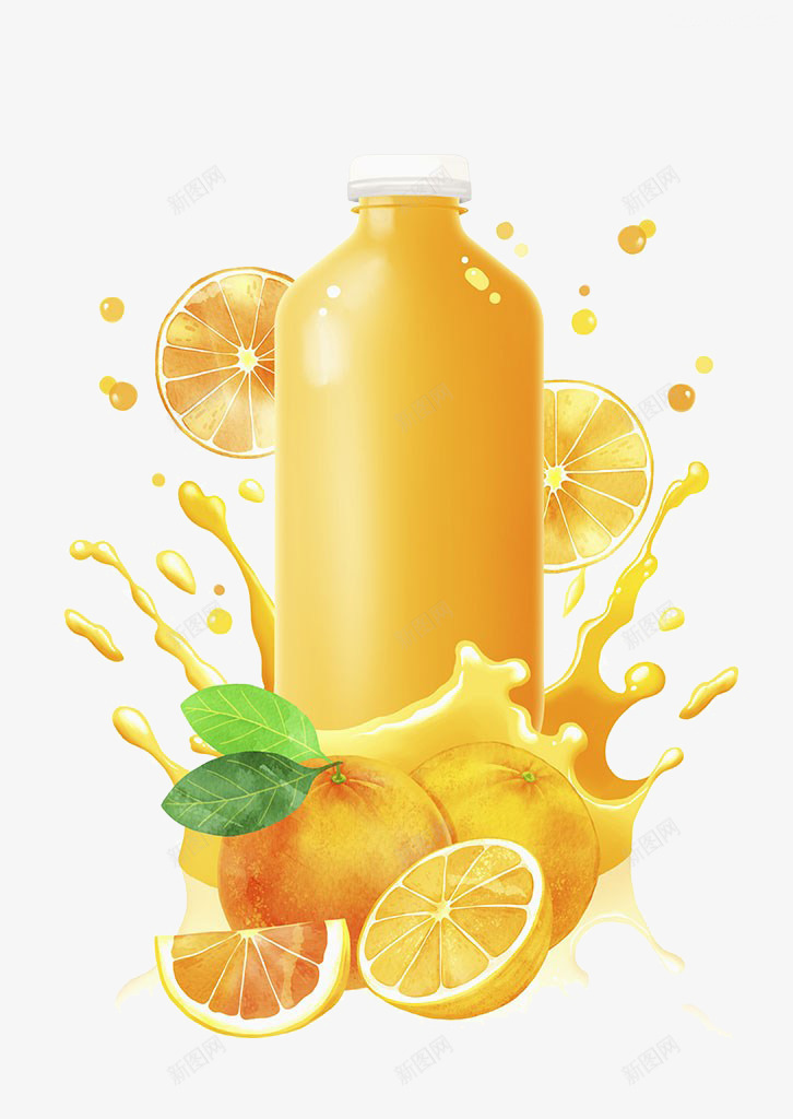 橙汁插画png免抠素材_新图网 https://ixintu.com 一瓶橙汁 新鲜橙汁 果汁 橘色 橙汁插画 水果果汁 玻璃瓶 饮料
