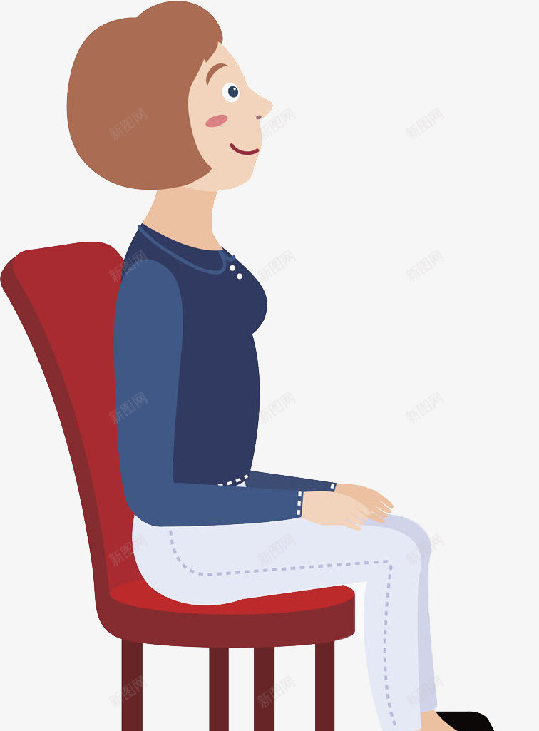 正确的坐姿png免抠素材_新图网 https://ixintu.com 卡通 坐姿 座椅 微笑 抬头 正确 红色的椅子