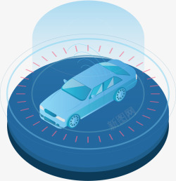 智慧汽车蓝色立体智能汽车矢量图高清图片