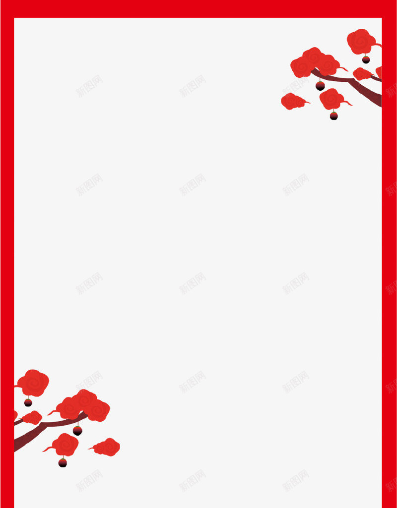 红色中国风花朵矩形边框psd免抠素材_新图网 https://ixintu.com 中国风 中国风边框 新年 春节 矢量边框 红色边框 花卉边框 边框