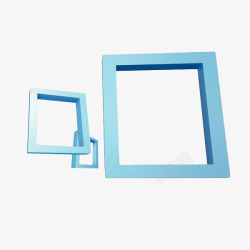正方形方框蓝色几何立体方框高清图片
