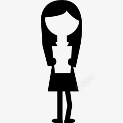 纸张在木上女学生站在阅读文本纸张图标高清图片