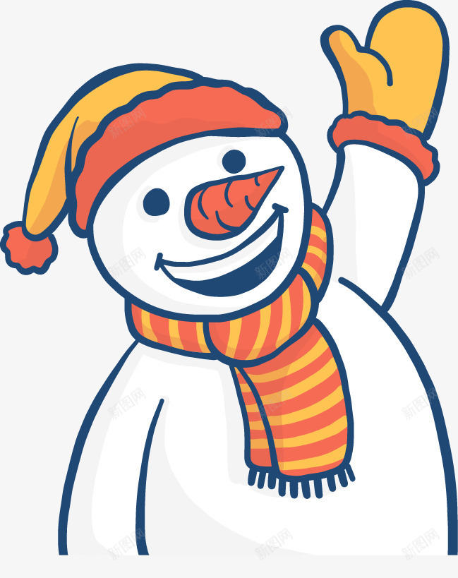 卡通圣诞节雪人打招呼png免抠素材_新图网 https://ixintu.com 人物 卡通 圣诞节 打招呼 白色 雪人