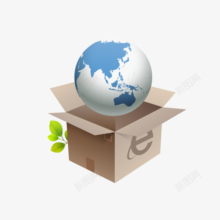 纸箱上的地球图标png_新图网 https://ixintu.com 创意图标 图标 图案 地球 扁平化图标 标志 立体化图标 纸箱 网页素材