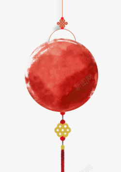 新年中国风红色水墨挂饰装饰图案素材