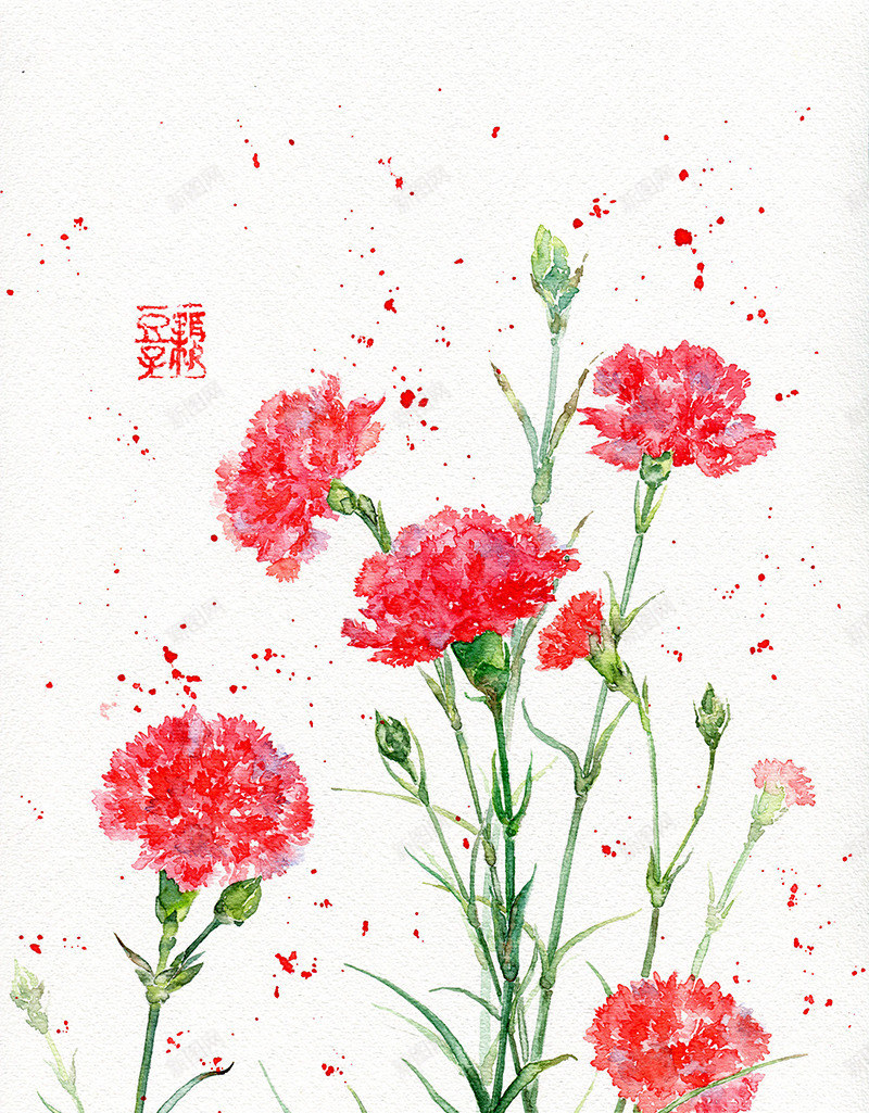 红色唯美漂浮花朵康乃馨png免抠素材_新图网 https://ixintu.com 康乃馨 漂浮 红色 花朵 设计