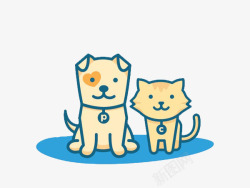 微笑的猫咪一只猫咪和一只狗狗高清图片