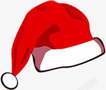 手绘冬季红色圣诞老人帽子素材