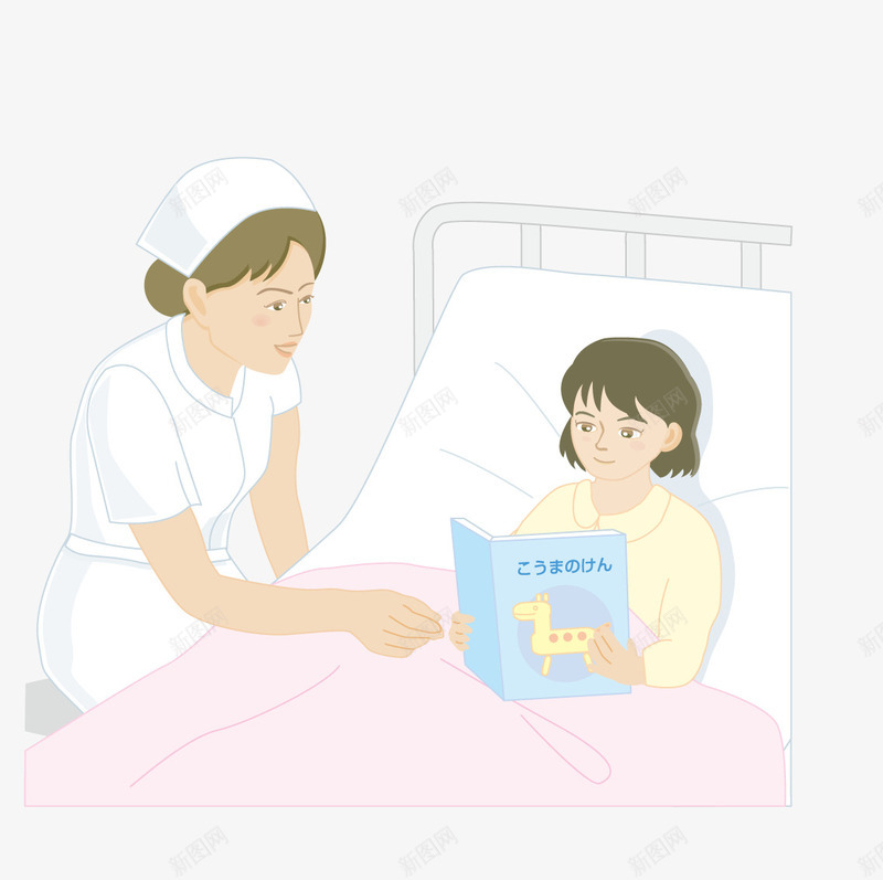 躺在病床上给女孩讲故事的护士矢量图ai免抠素材_新图网 https://ixintu.com 女孩 护士 故事 漂亮护士 病床 矢量图