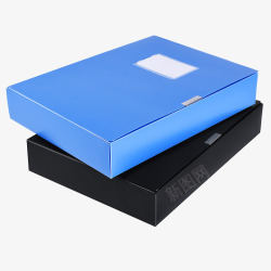 蓝色文件盒资料收纳塑料盒高清图片