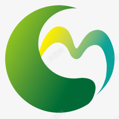 园林素材M状绿色月亮环保园林logo图标图标