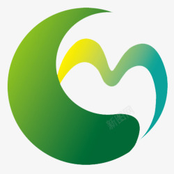 m图标M状绿色月亮环保园林logo图标高清图片