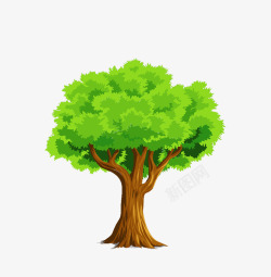 卡通绿色大树植物清新素材