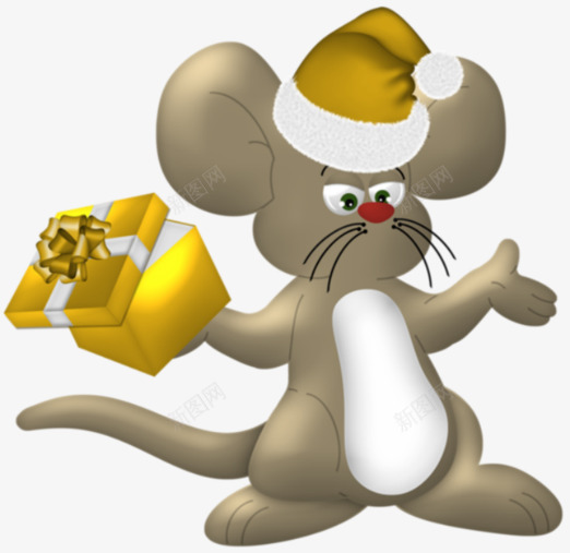 卡通送礼物老鼠png免抠素材_新图网 https://ixintu.com 卡通手绘 礼物盒 老鼠