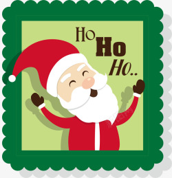 新年邮票绿色圣诞老人邮票高清图片