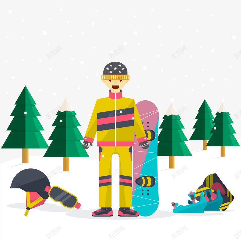 冬季运动矢量图ai免抠素材_新图网 https://ixintu.com 单板 滑雪 滑雪人 装备 矢量图
