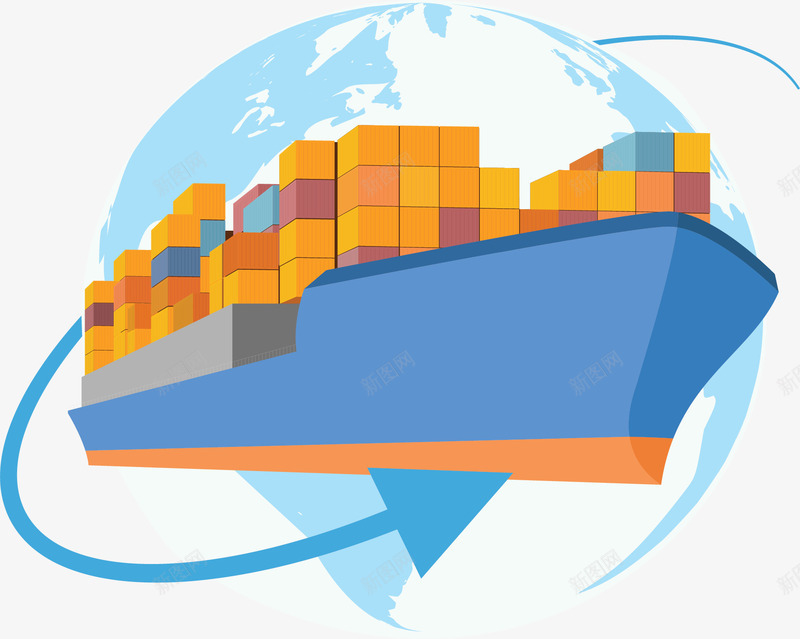 电商快运国际贸易矢量图ai免抠素材_新图网 https://ixintu.com 全球化 双11 双12 双十一 双十二 国家贸易 国际 国际化 地球 矢量png 矢量图