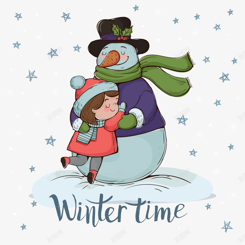 冬季雪人拥抱女孩图png免抠素材_新图网 https://ixintu.com 冬季 女孩 拥抱 雪人