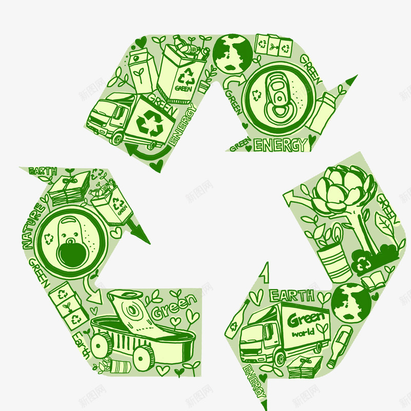 绿色循环使用png免抠素材_新图网 https://ixintu.com 循环使用 循环标志 环保 绿色 绿色素材