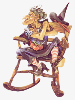 万圣节坐在椅子上的老女巫素材