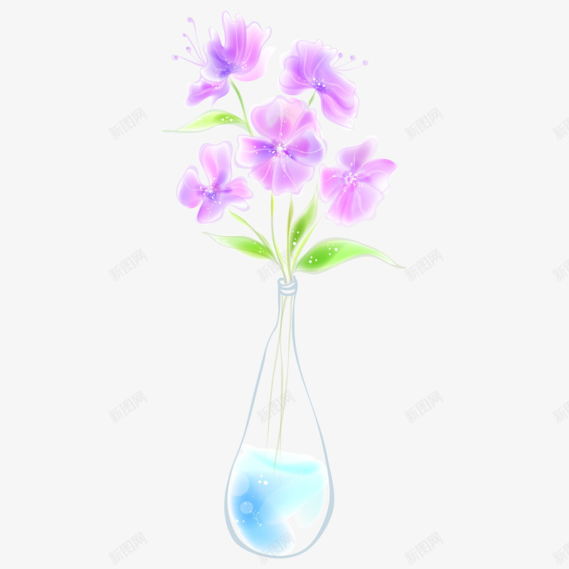 插在瓶子里的水彩花朵png免抠素材_新图网 https://ixintu.com 手绘图 水彩 水彩花朵 美丽的 花卉 花瓣 花瓶