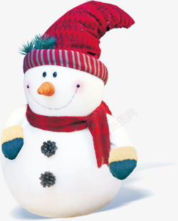 扁平风格创意红色的帽子的雪人素材