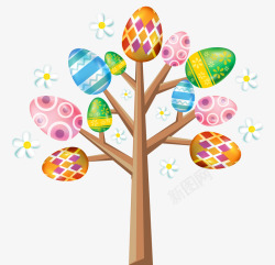 复活节多彩彩蛋大树素材