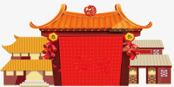 红色中国风春节门框素材