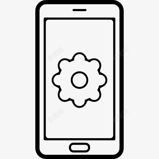 齿轮符号在手机屏幕上图标png_新图网 https://ixintu.com 工具 工具和用具 手机屏幕展示图 电话 移动电话 设置 配置 齿轮