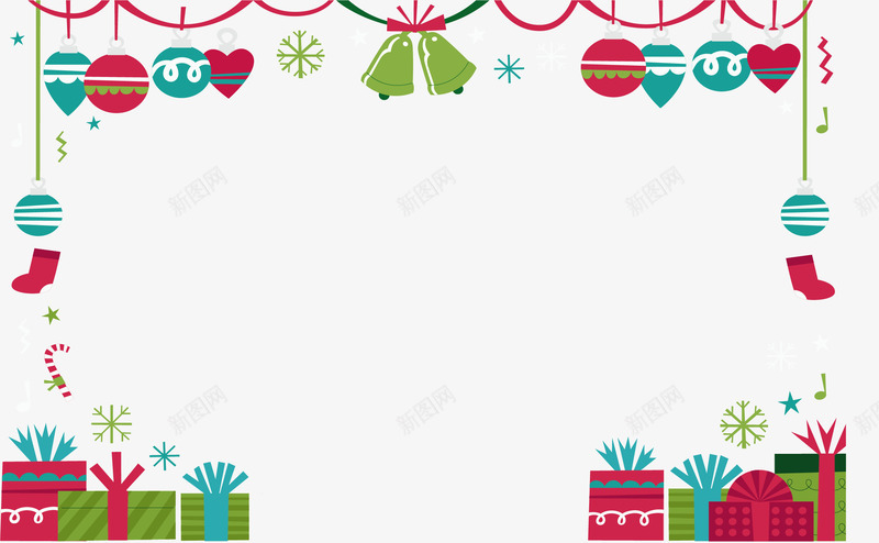 彩色圣诞节装饰框矢量图ai免抠素材_新图网 https://ixintu.com 圣诞球 圣诞礼物 圣诞节 圣诞节边框 矢量png 装饰边框 矢量图