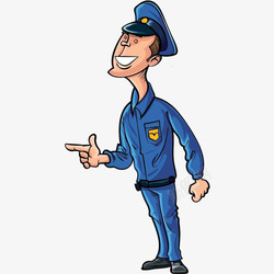 工人帽子卡通手枪手势的制服保安高清图片