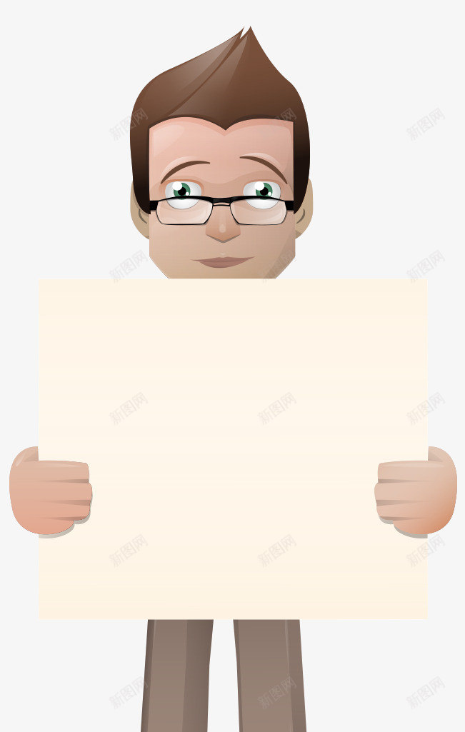 卡通手绘戴眼镜商务男人拿白板png免抠素材_新图网 https://ixintu.com 卡通的人物 商务的男人 戴眼镜的男人 手绘的男人 拿白板的男人