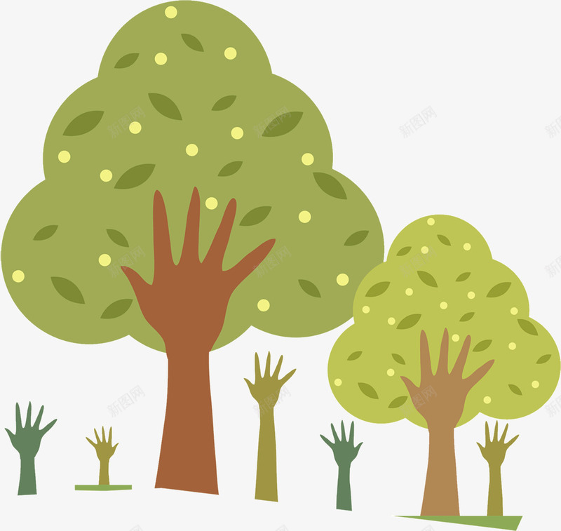 手绘可爱大树树木创意手掌树png免抠素材_新图网 https://ixintu.com 创意 可爱 大树 手掌树 手绘 树木