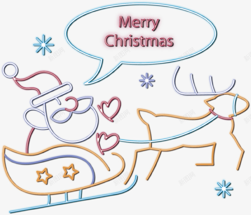 创意圣诞老人和麋鹿矢量图ai免抠素材_新图网 https://ixintu.com 动物 可爱 圣诞节 宠物 对话框 爱心 节日 雪橇 麋鹿 矢量图