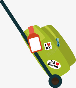 可登机托运绿色行李箱卡通插画矢量图高清图片