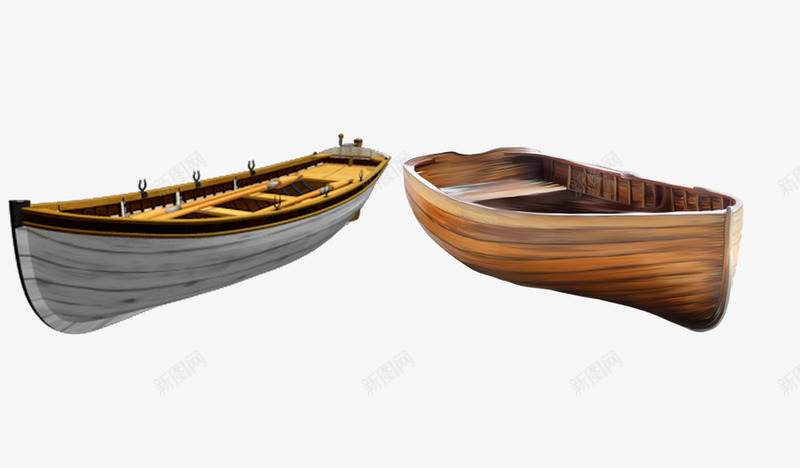 两只木船png免抠素材_新图网 https://ixintu.com PNG图形 卡通 木船 木质 船 装饰