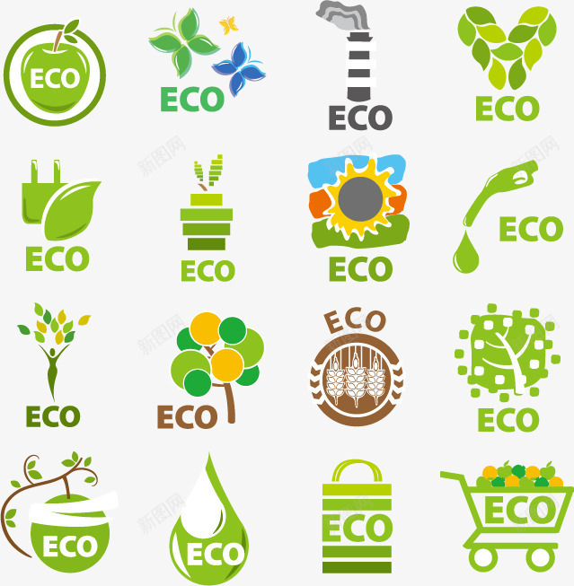 绿色ECO节能环保标志图标png_新图网 https://ixintu.com 健康 环保 绿色 节能标识