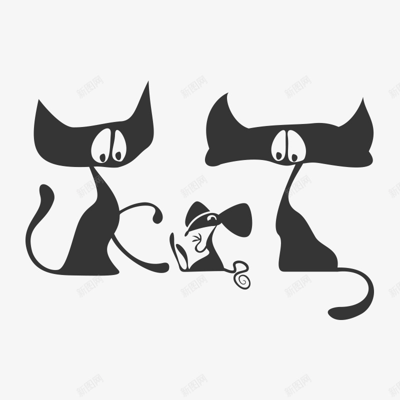 猫咪和老鼠png免抠素材_新图网 https://ixintu.com 剪影 动物 卡通 尾巴 手绘 猫咪 简图 老鼠 老鼠生日 黑色的