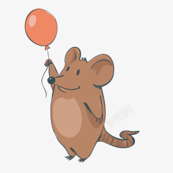 棕色老鼠棕色卡通老鼠玩气球矢量图高清图片