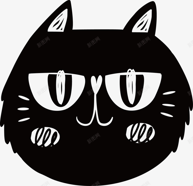 黑色猫咪头png免抠素材_新图网 https://ixintu.com 大脸猫 小黑猫 猫头 黑猫 黑猫简笔画