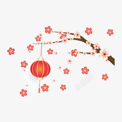 红色春节梅花装饰元素素材